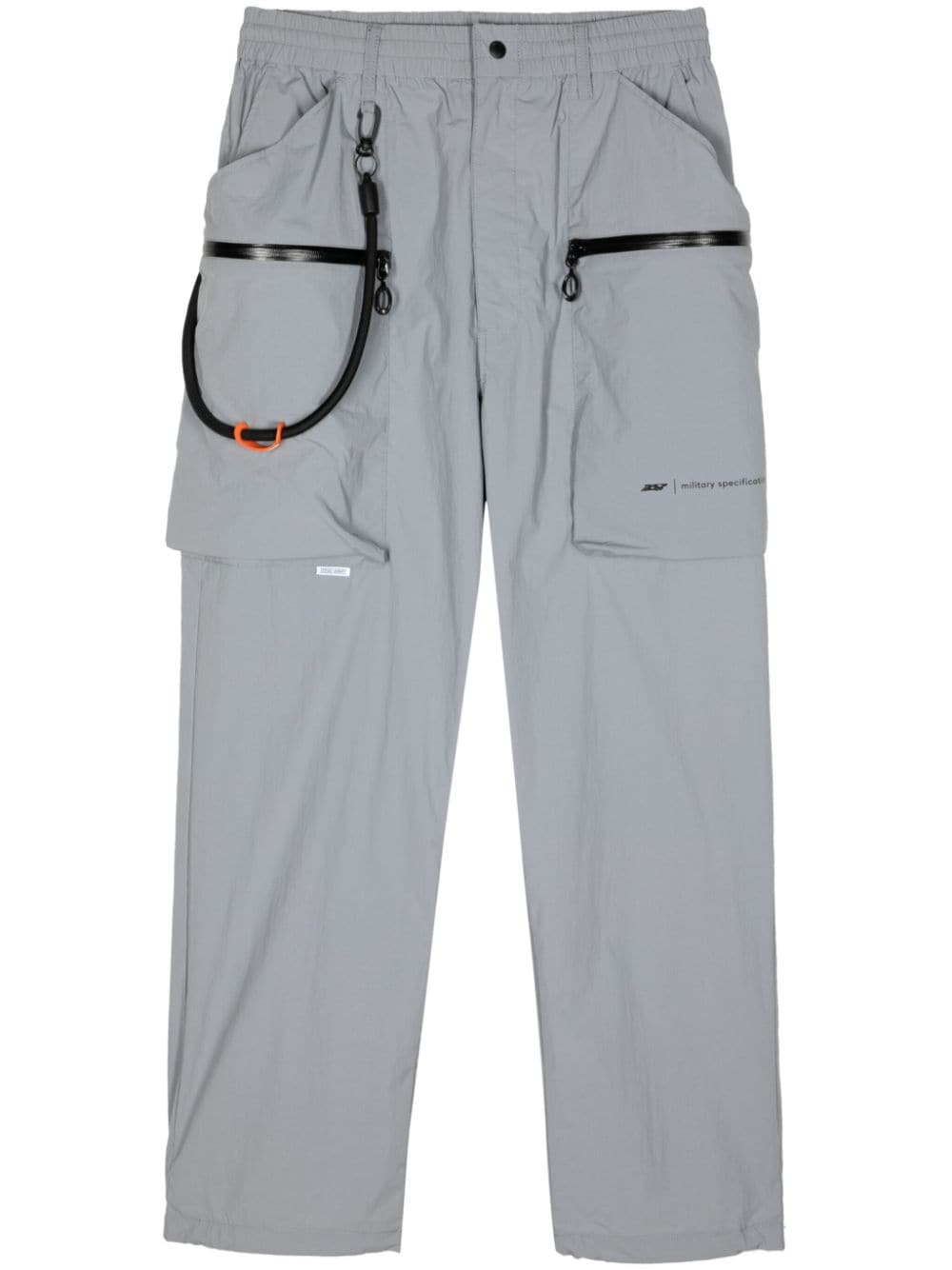 Izzue Logo-patch Straight-leg Trousers In Gray
