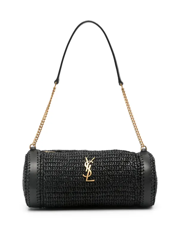 Saint Laurent Small Sade Raffia Shoulder Bag Black FARFETCH TH