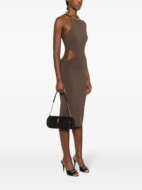 Saint Laurent Small Sade Raffia Shoulder Bag | Black | FARFETCH ZA