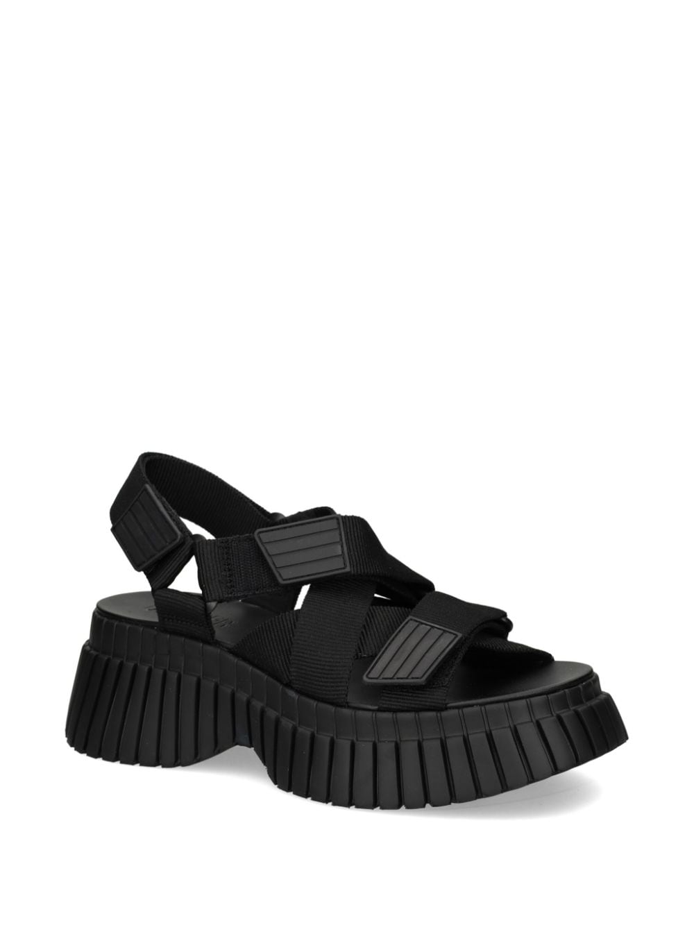 Shop Camper Bcn Platform Touch-strap Sandals In 黑色
