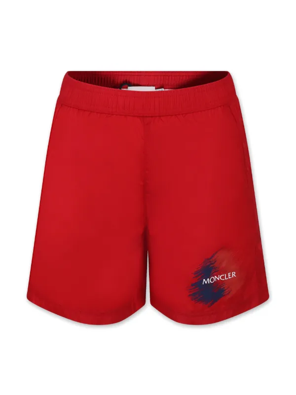 Moncler Enfant logo print Swim Shorts Red FARFETCH SA