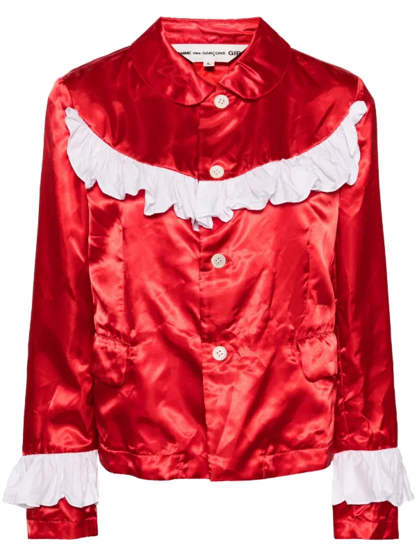 Comme Des Garçons Girl ラッフル サテンジャケット | レッド Comme Des Garçons Girl ラッフル サテンジャケット | レッド