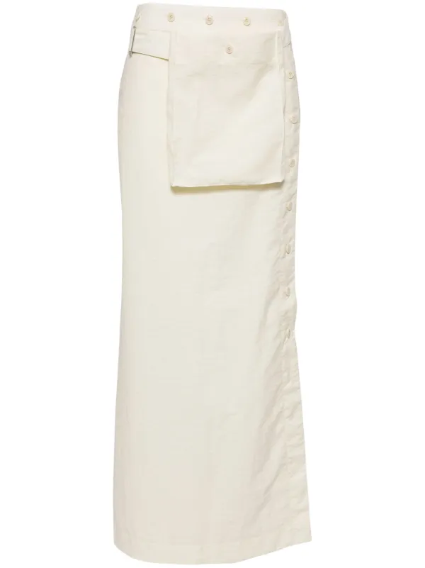 Lemaire Pocket-detailing Long Skirt in Yellow