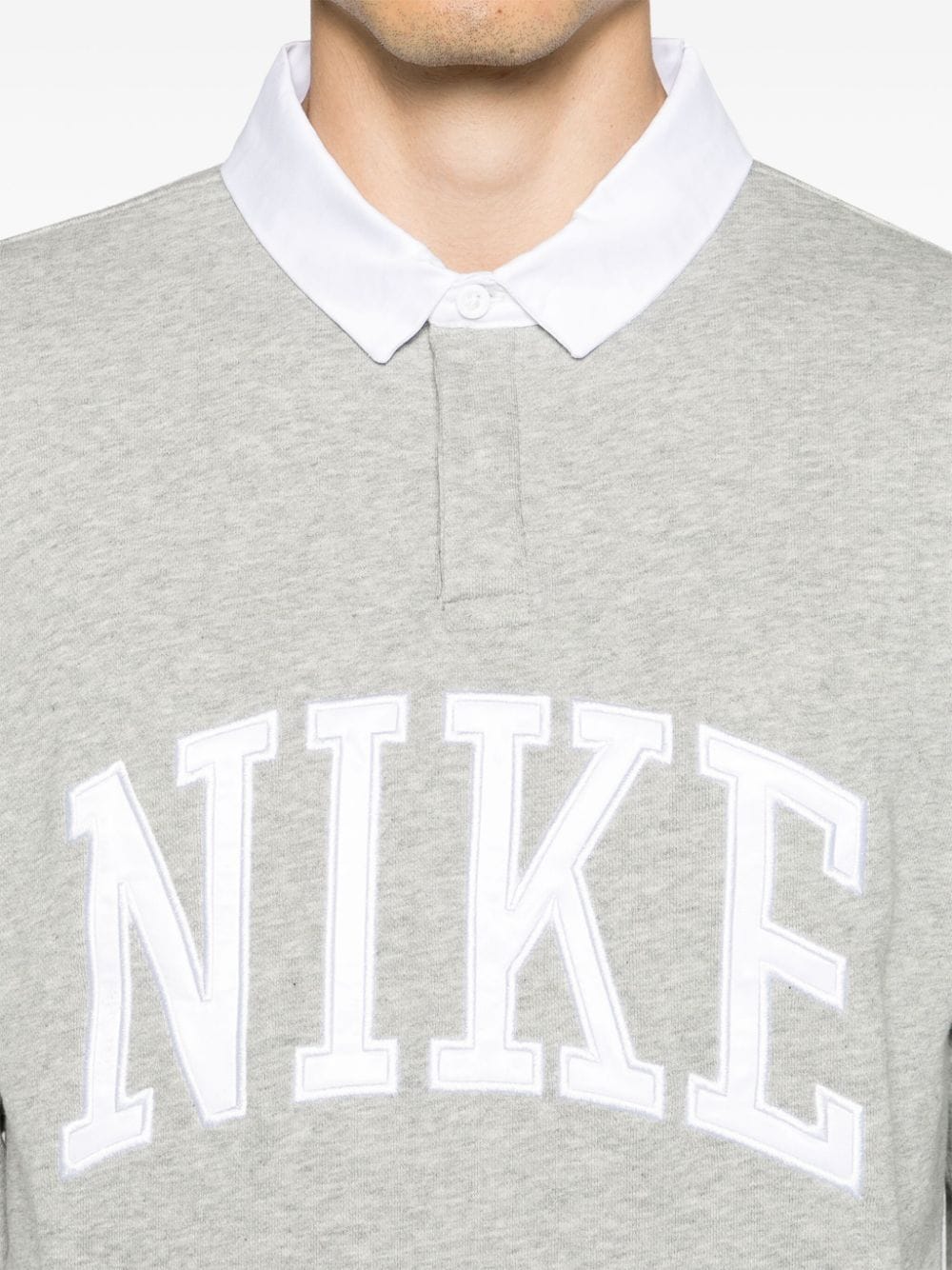 Shop Nike Logo-embroidered Polo Sweatshirt In Grey