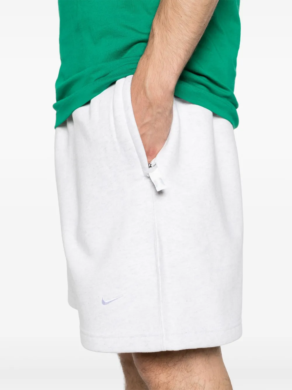 Shop Nike Solo Swoosh-embroidered Track Shorts In Grey