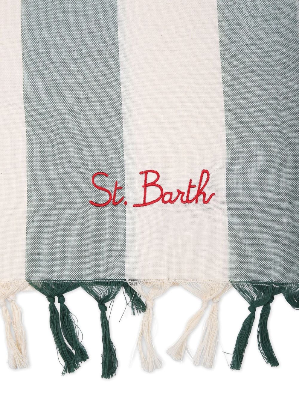 Shop Mc2 Saint Barth Striped Cotton Towel In Green