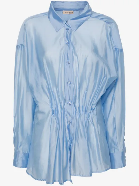 Blanca Vita pleated spread-collar shirt
