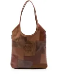 Miu Miu patchwork-design leather shoulder bag - Brown