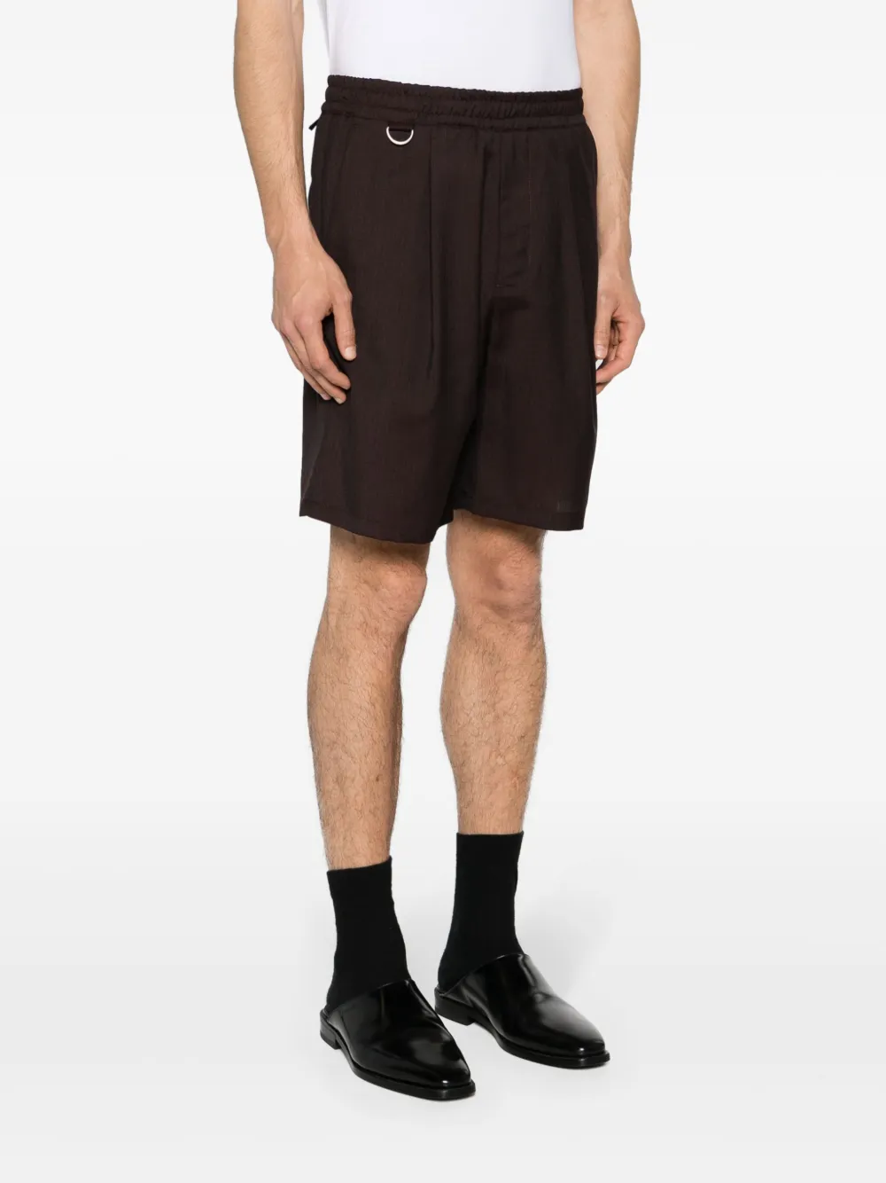 Shop Low Brand Tokyo Wool Bermuda Shorts In Brown