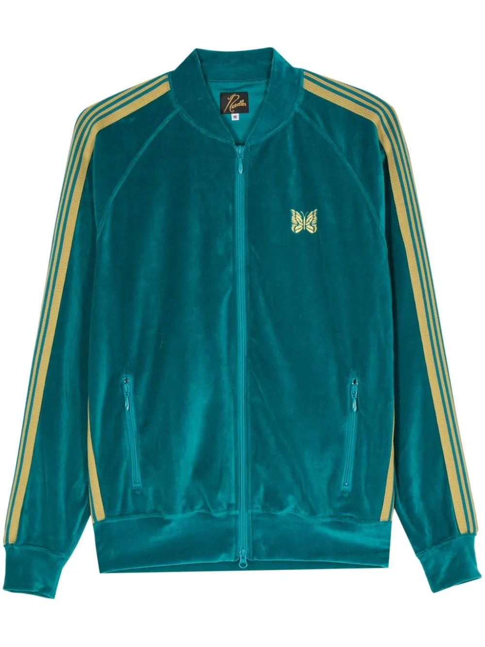 Needles Logo Velour Track Jacket In Blue