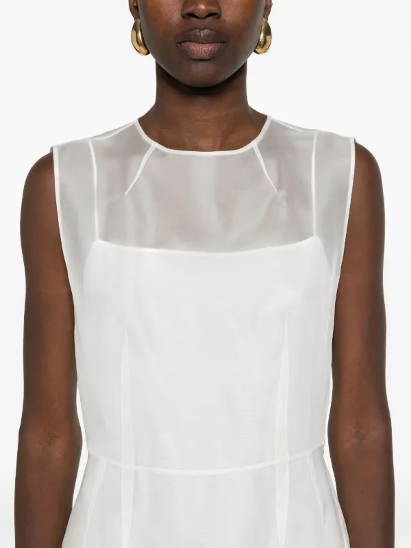 open lace back dress Happy Clothing Kenna White Cape Sleeved Organza Midi Dress