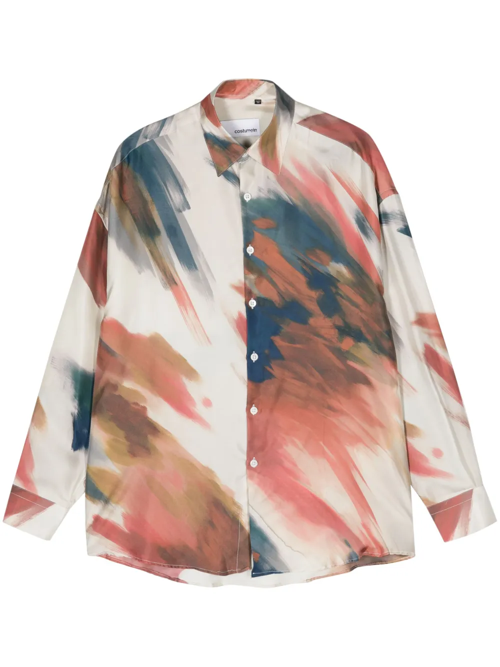 Costumein abstract-print silk shirt Beige