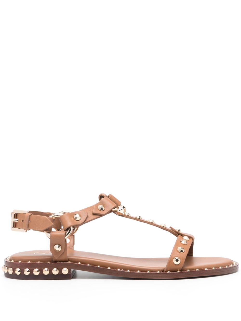 Ash Stud-embellished Leather Sandals In Brown