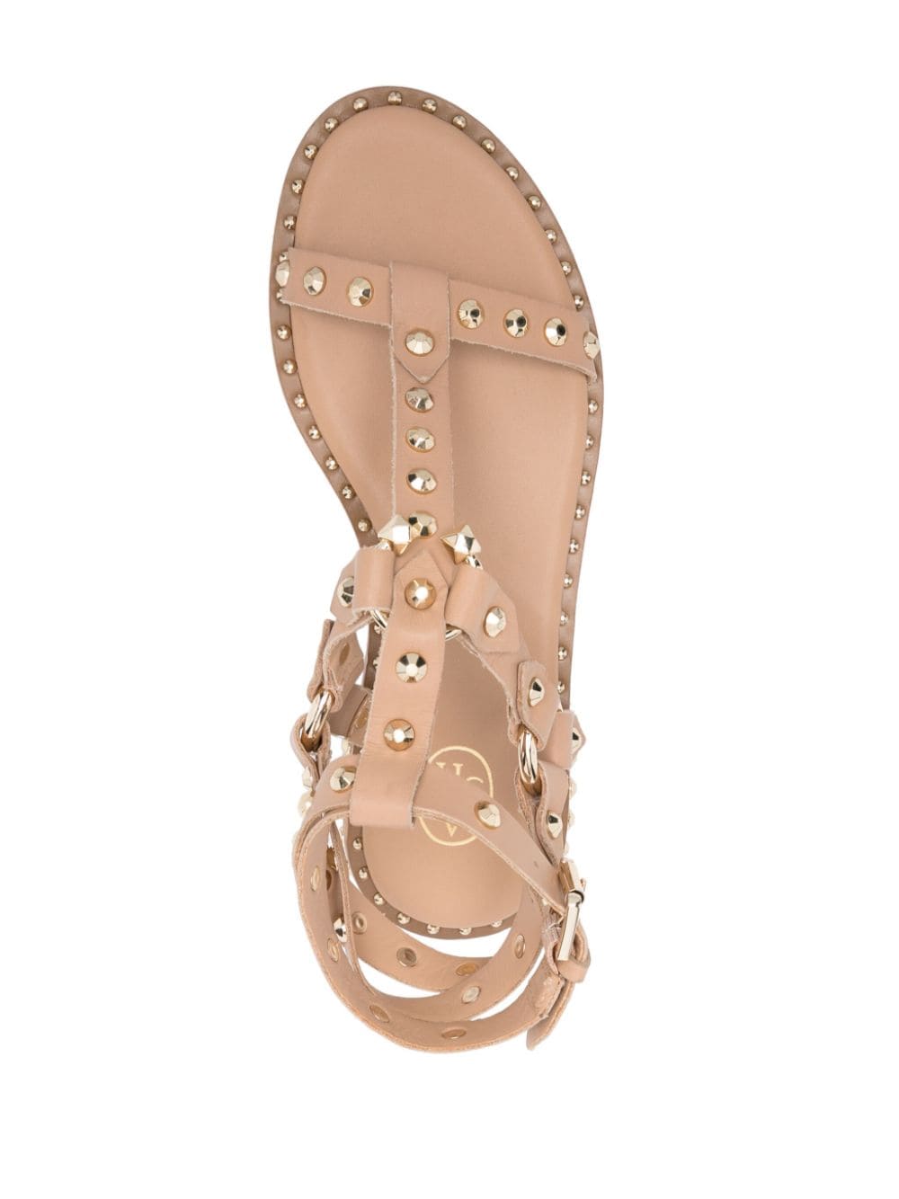 Shop Ash Stud-embellished Flat Sandals In Neutrals