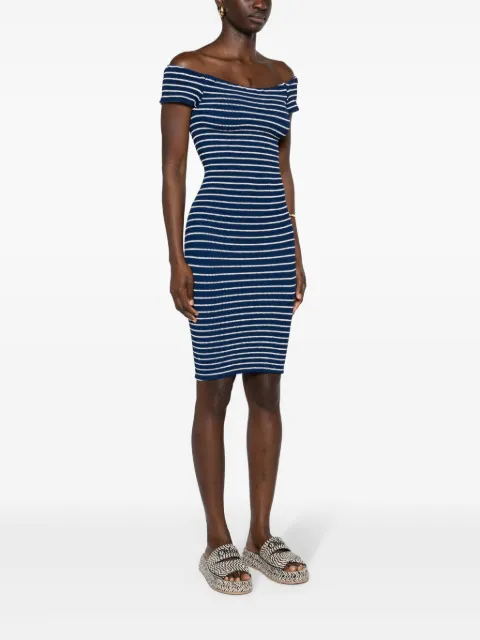 Hunza G Grace off-shoulder striped minidress GRACEDRESS - 2