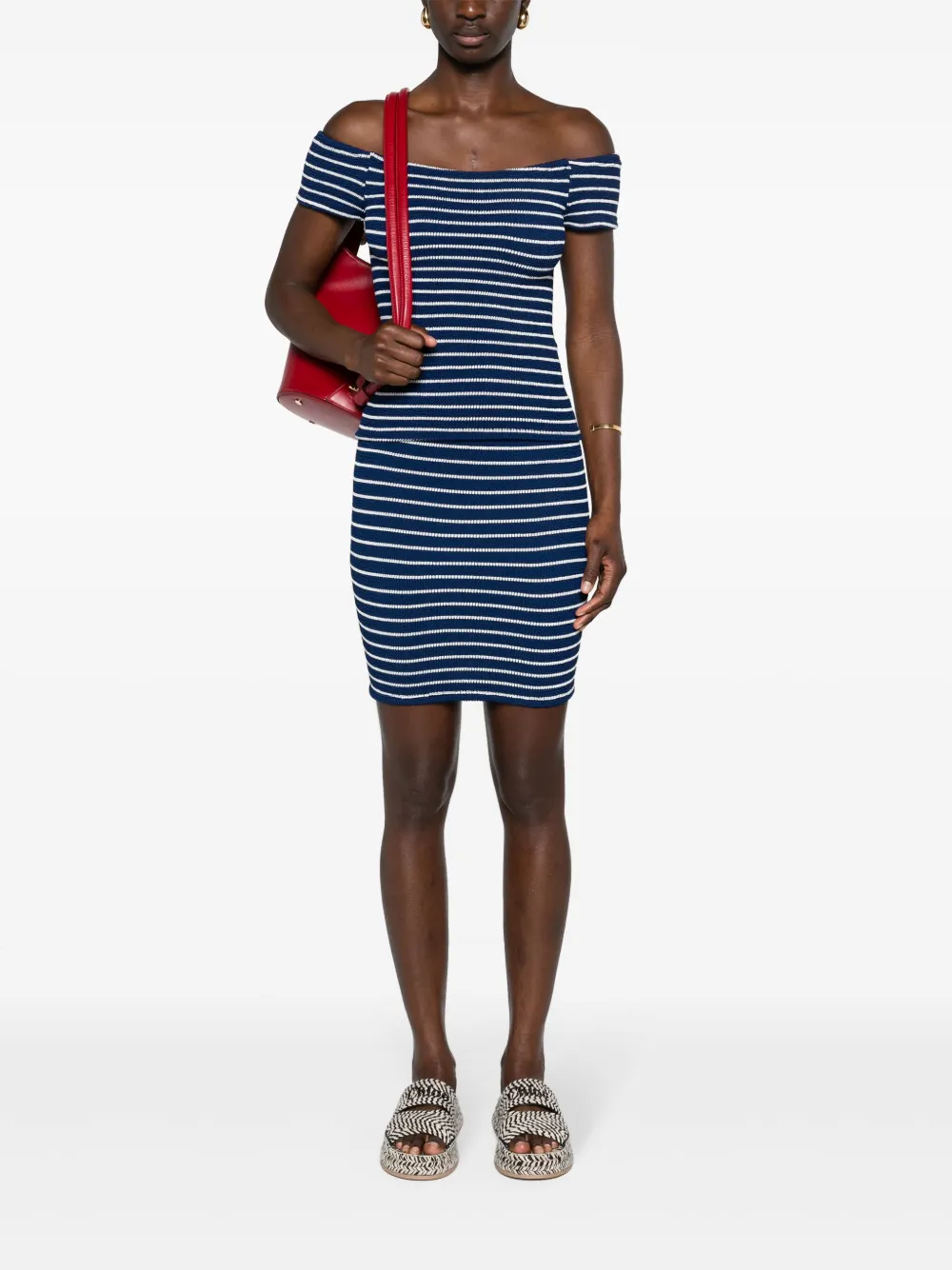 Hunza G ruched striped miniskirt - Blauw