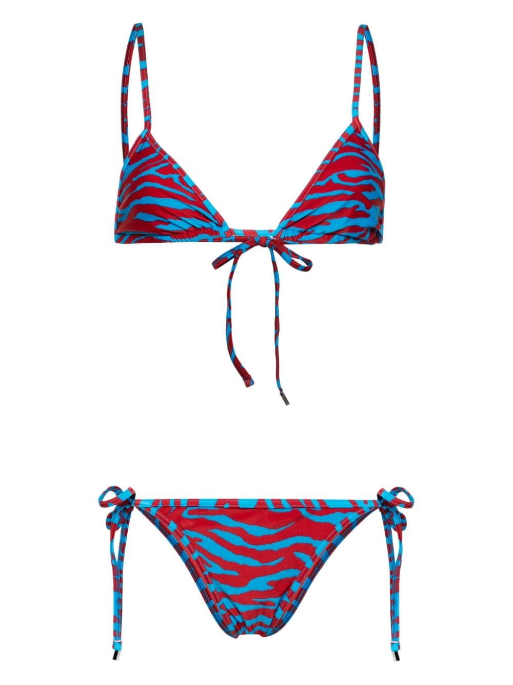 Attico Zebra-print Triangle Bikini In Red