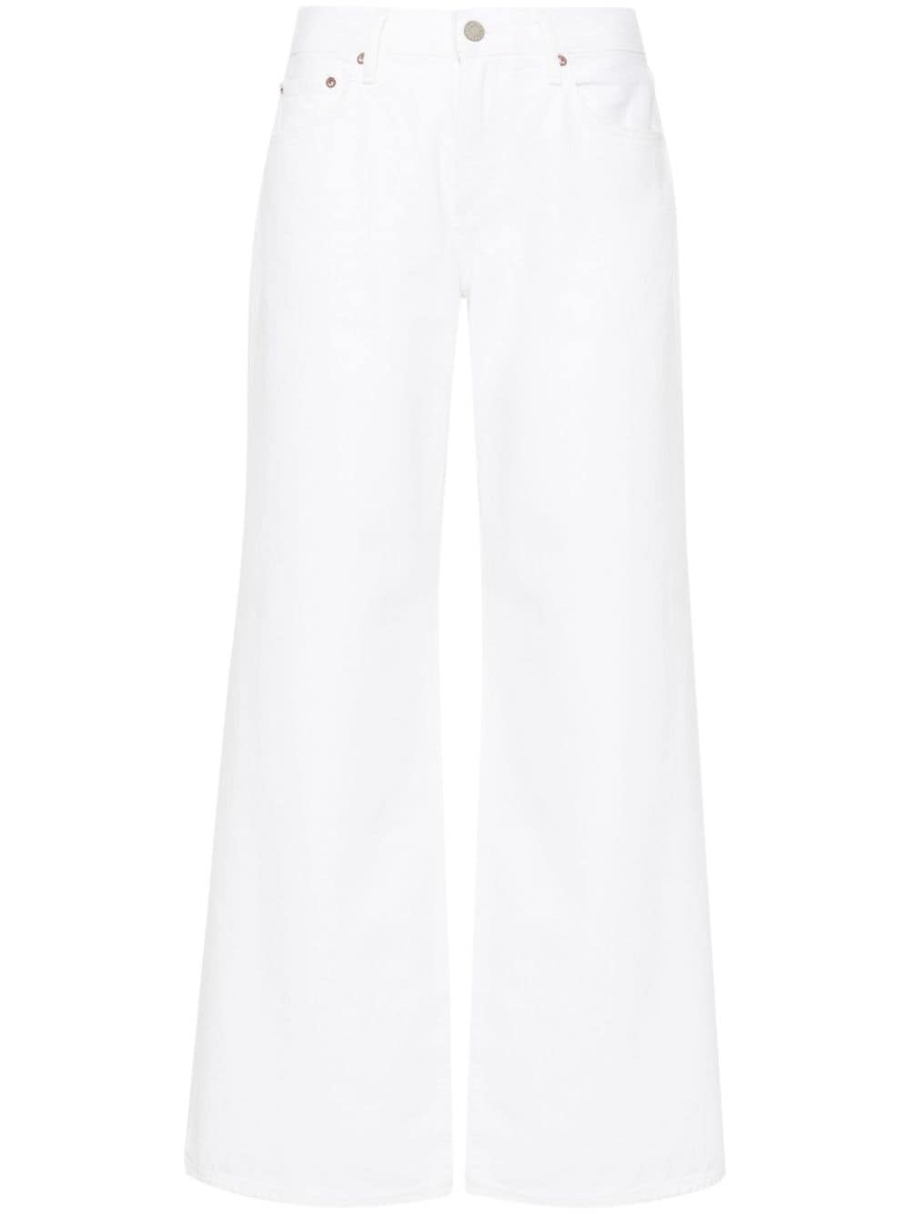 Shop Agolde Clara Low-rise Flared Jeans In White