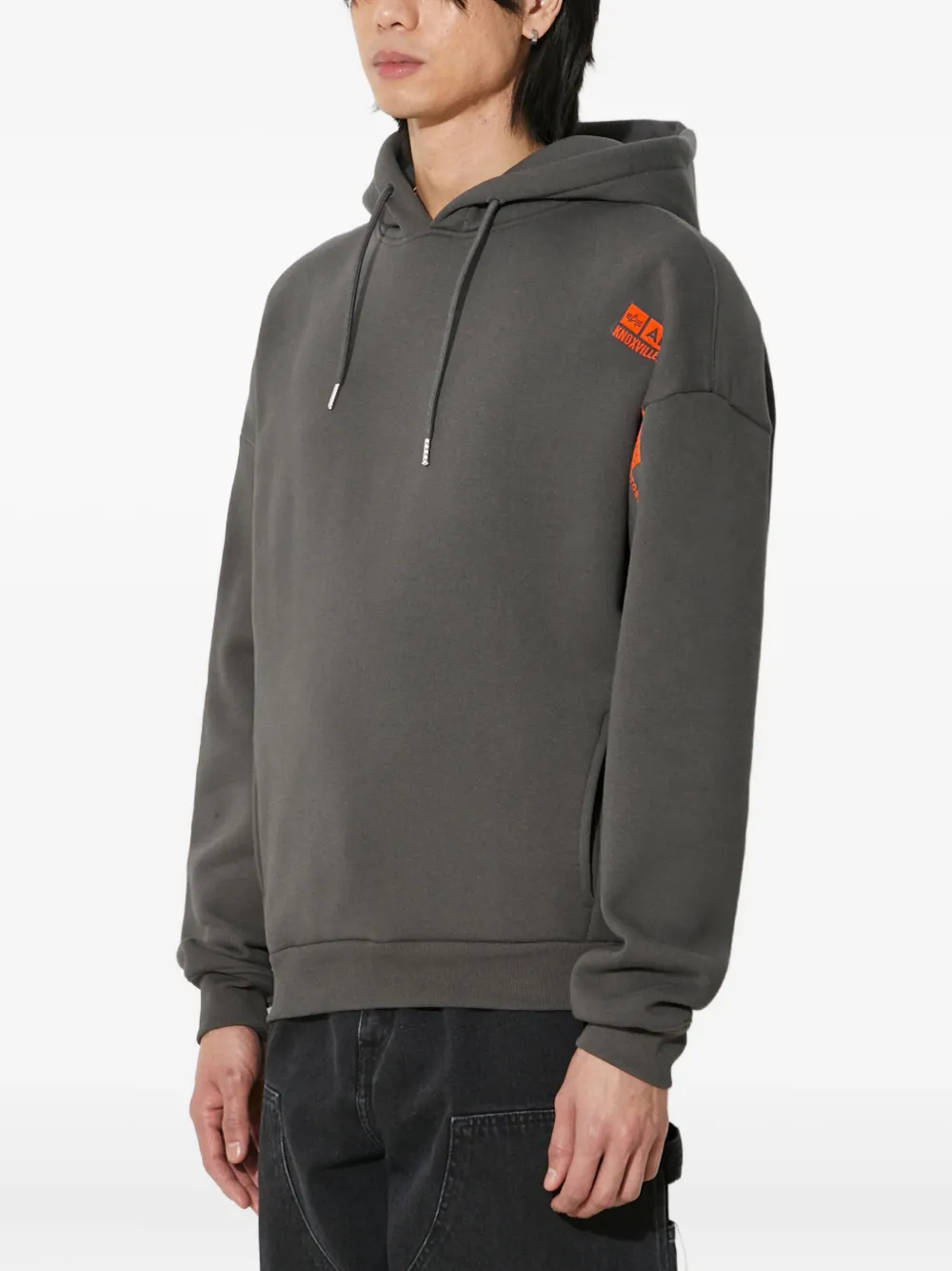 Alpha Industries Sleeve-logo Hoodie In Gray