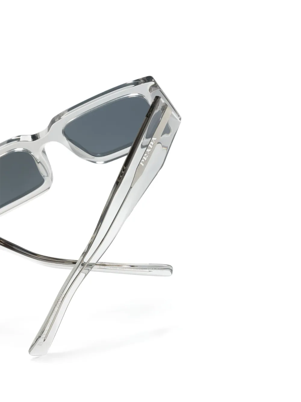 Shop Prada Symbole Rectangle-frame Sunglasses In Grey