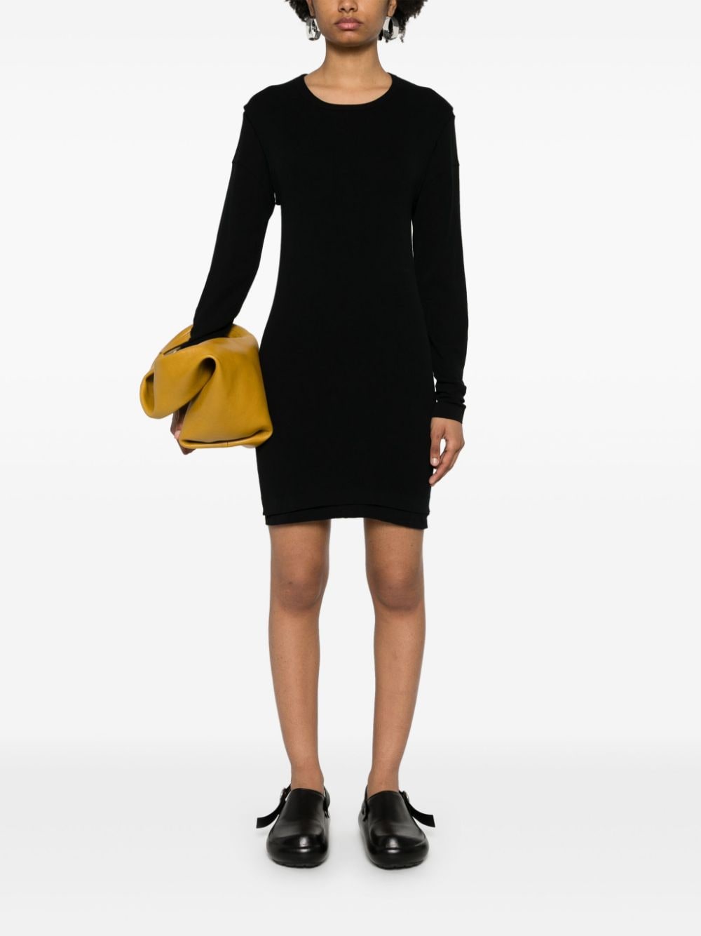 Shop Lemaire Layered Cotton Mini Dress In Black