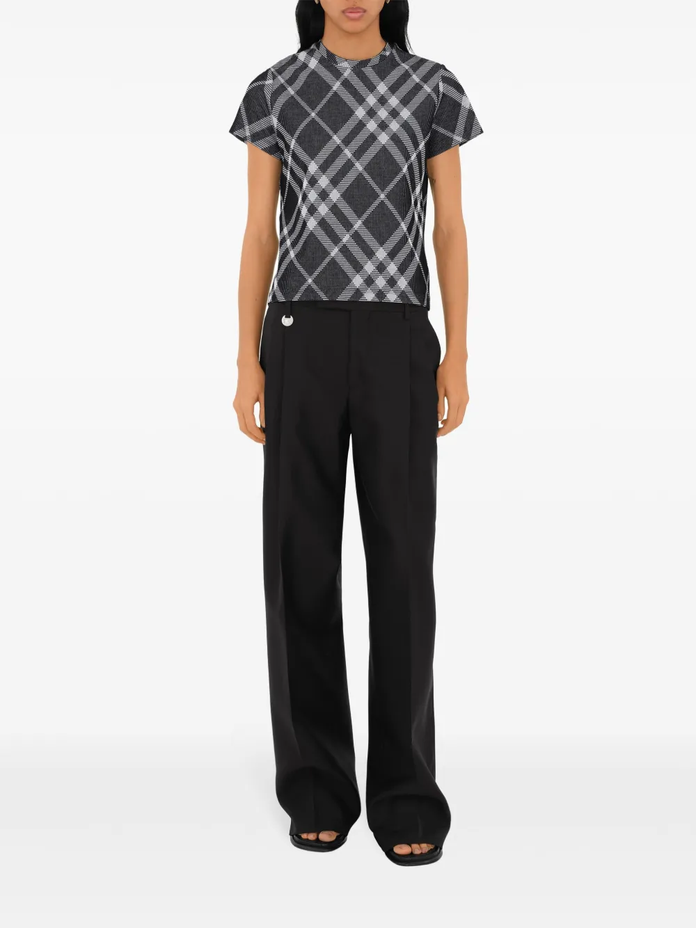 Burberry Geruit T-shirt - Zwart
