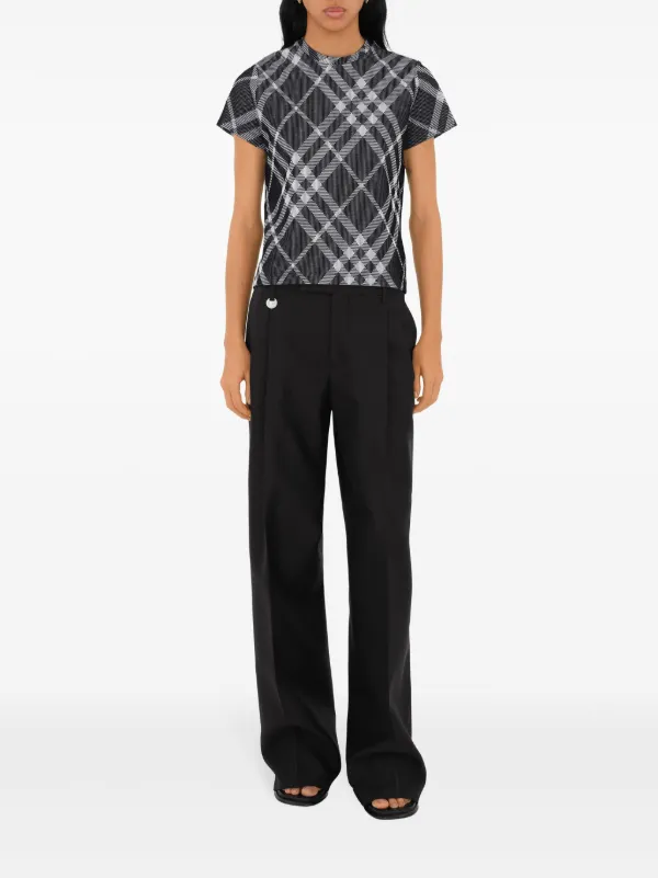 Burberry Check Stretch cotton-blend T-shirt | Black | FARFETCH
