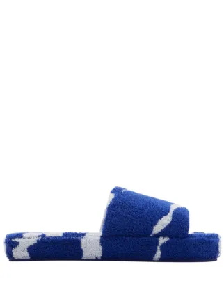 Burberry Snug cotton-towelling Slippers | Blue | FARFETCH