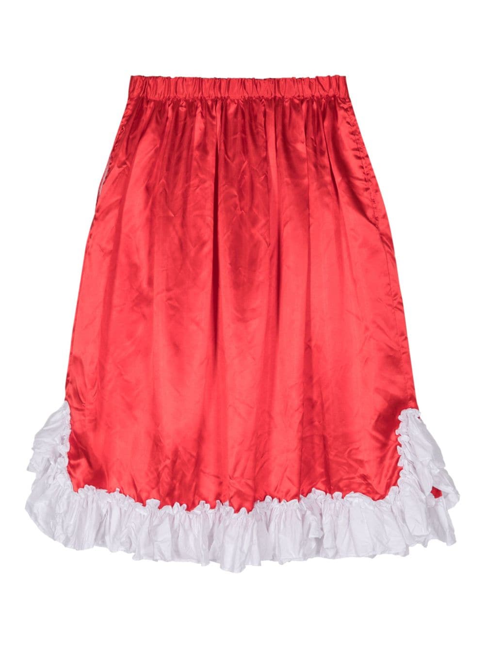 Shop Comme Des Garcons Girl Ruffled-hem Satin Skirt In Red