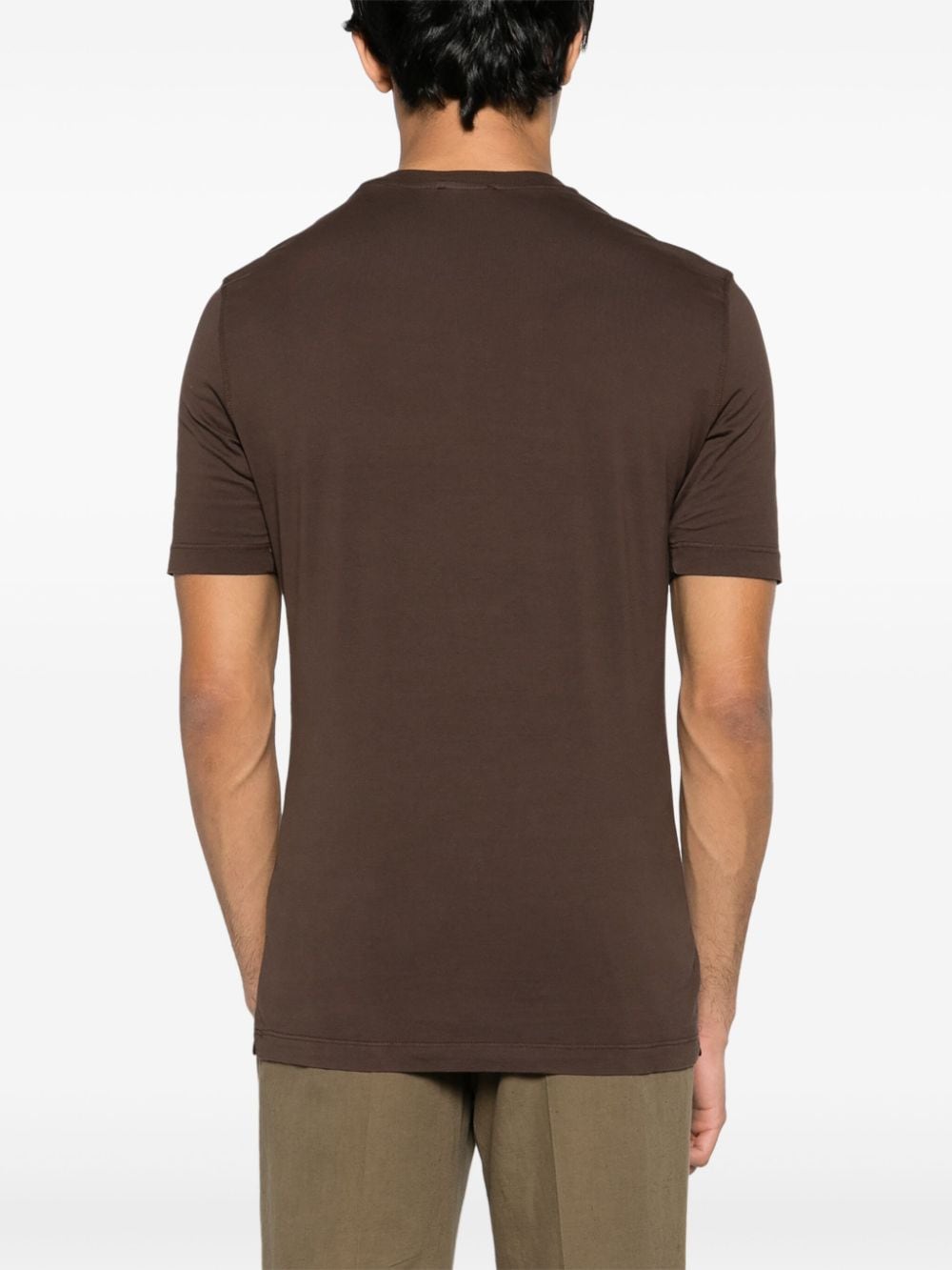 Shop Kired Crew-neck Cotton T-shirt In Brown