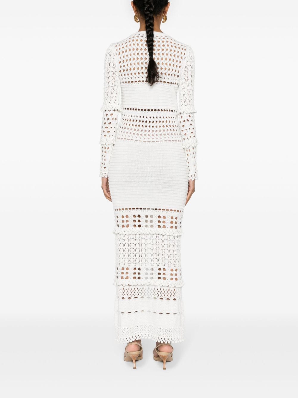 Shop Retroféte Alaia Crochet-knit Long Cardigan In White