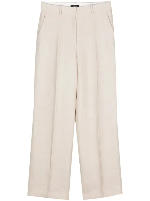 Theory linen straight-leg trousers 