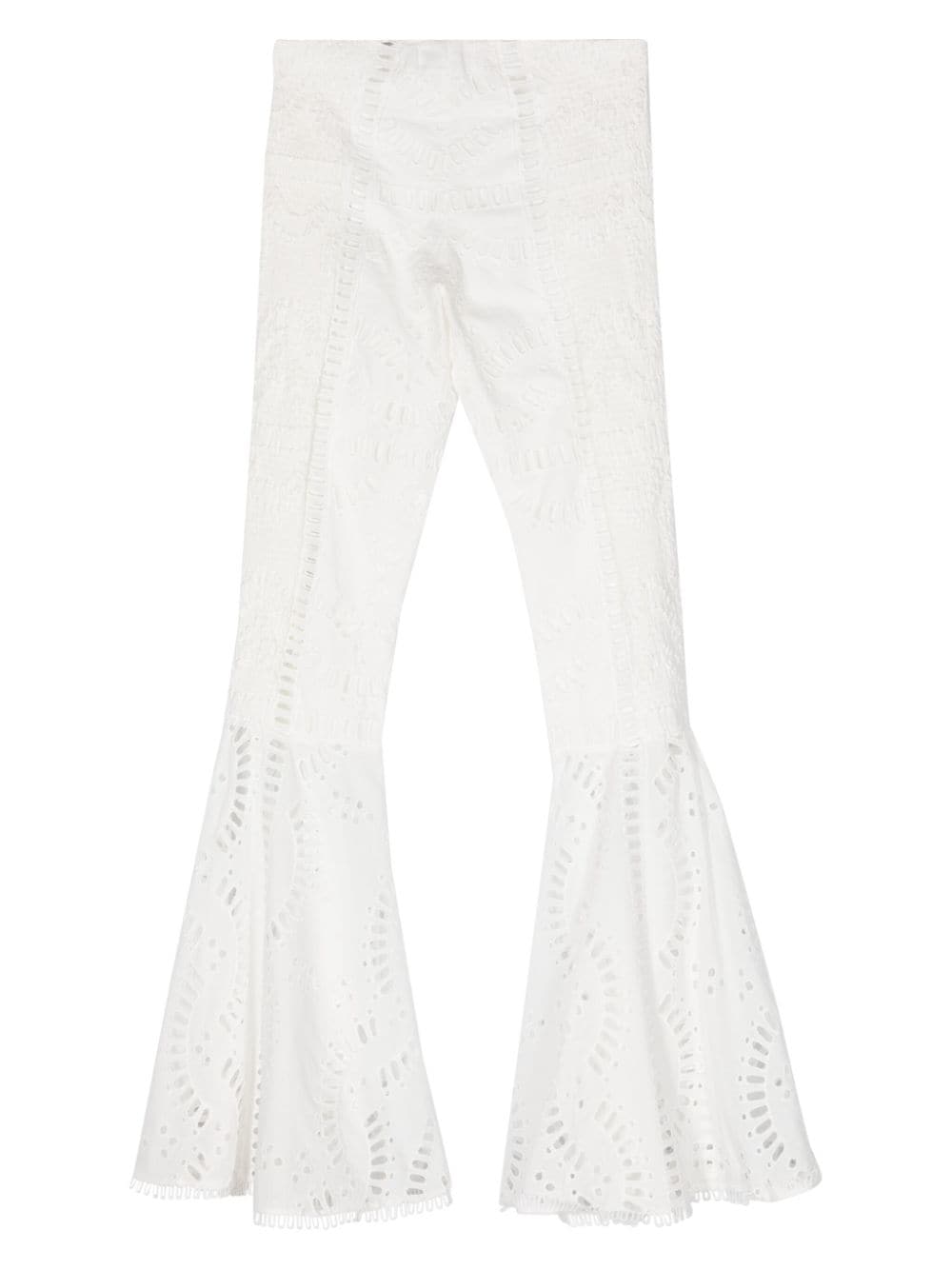 Shop Charo Ruiz Trouk Embroidered Flared Trousers In 白色