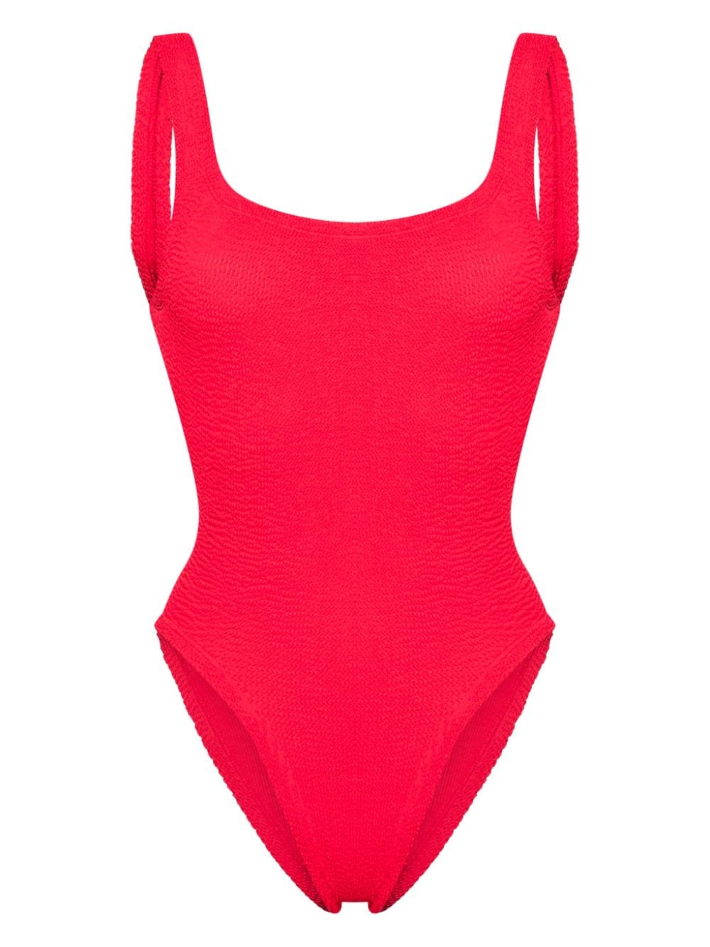 Hunza G Low-back Textured Swimsuit In Red