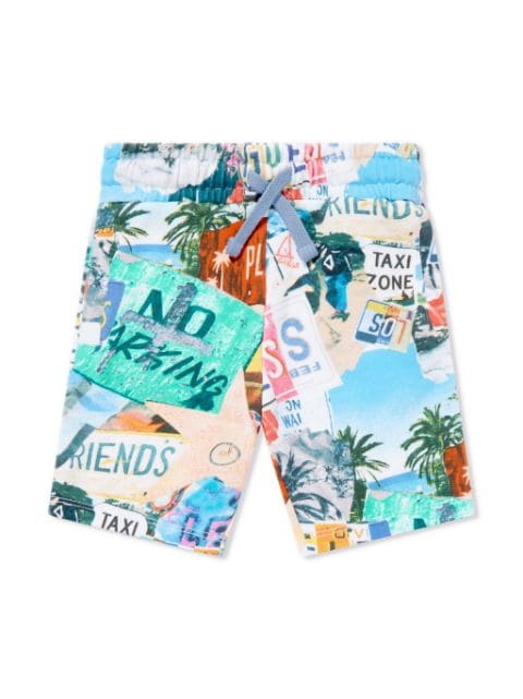 guess kids Photo Collage shorts