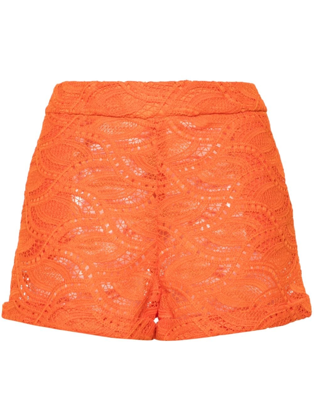 Ermanno Scervino Open-knit Mini Shorts In Orange