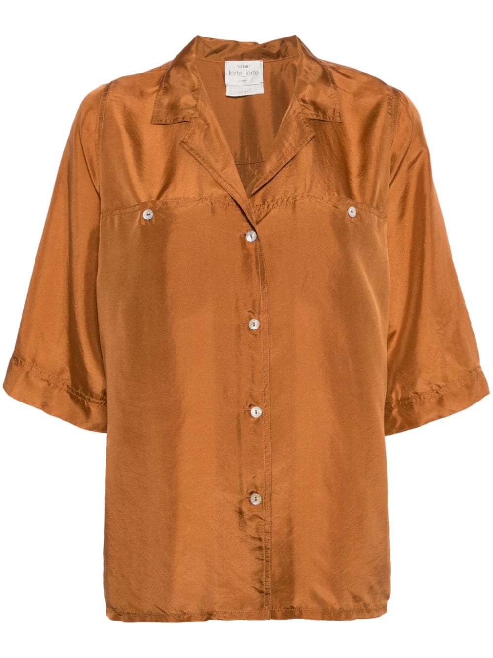 Forte Forte Short-sleeve Silk Shirt In Brown