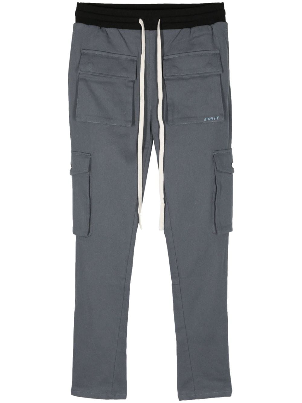 Mouty Logo-embroidered Drawstring Cargo Trousers In Gray
