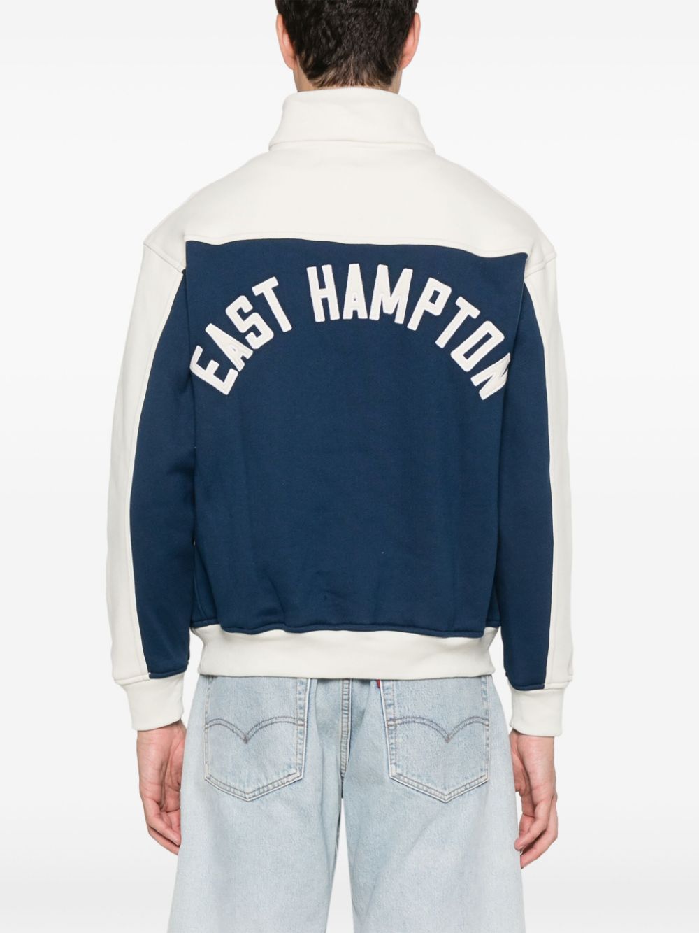 Shop Rhude Contrast Varsity Cotton Sweatshirt In Blue