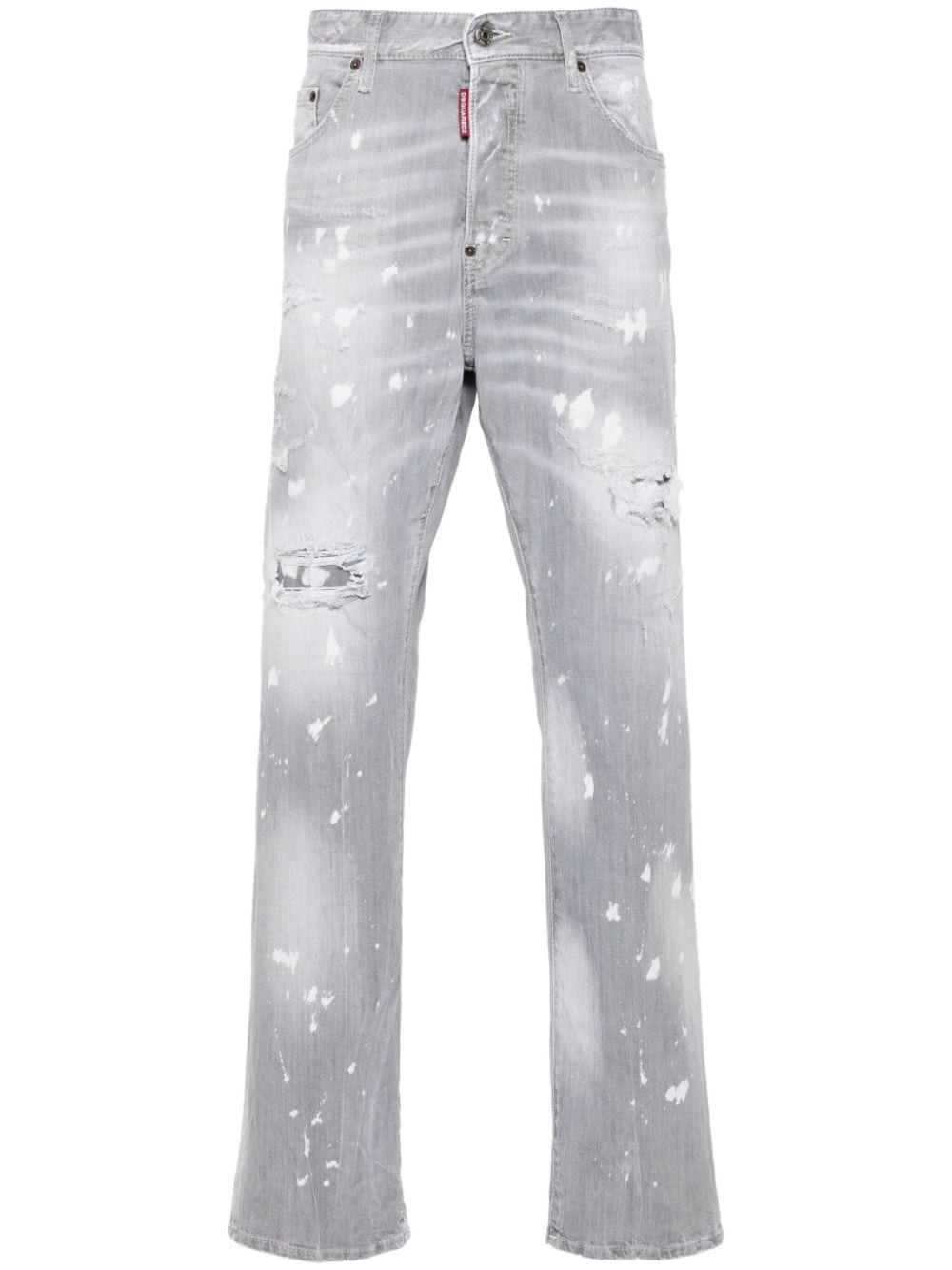 Dsquared2 Distressed Straight-leg Jeans In Gray