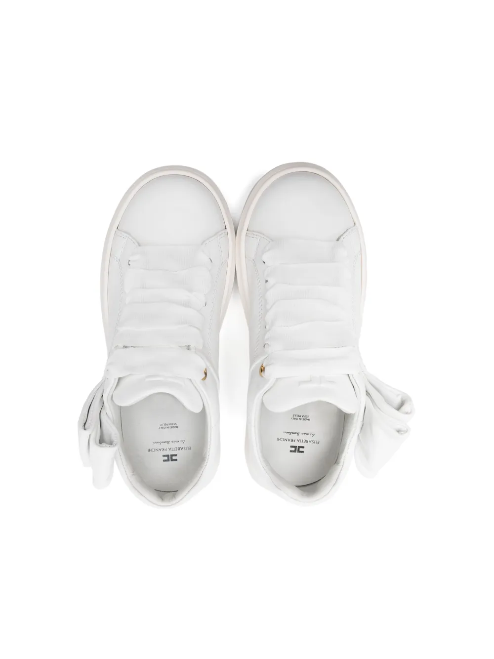 Elisabetta Franchi La Mia Bambina Bow-detail Leather Sneakers In White