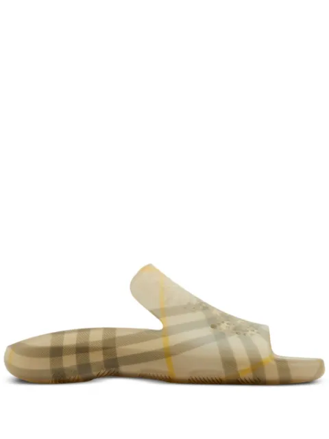 Burberry Equestrian Knight check-pattern slides Women