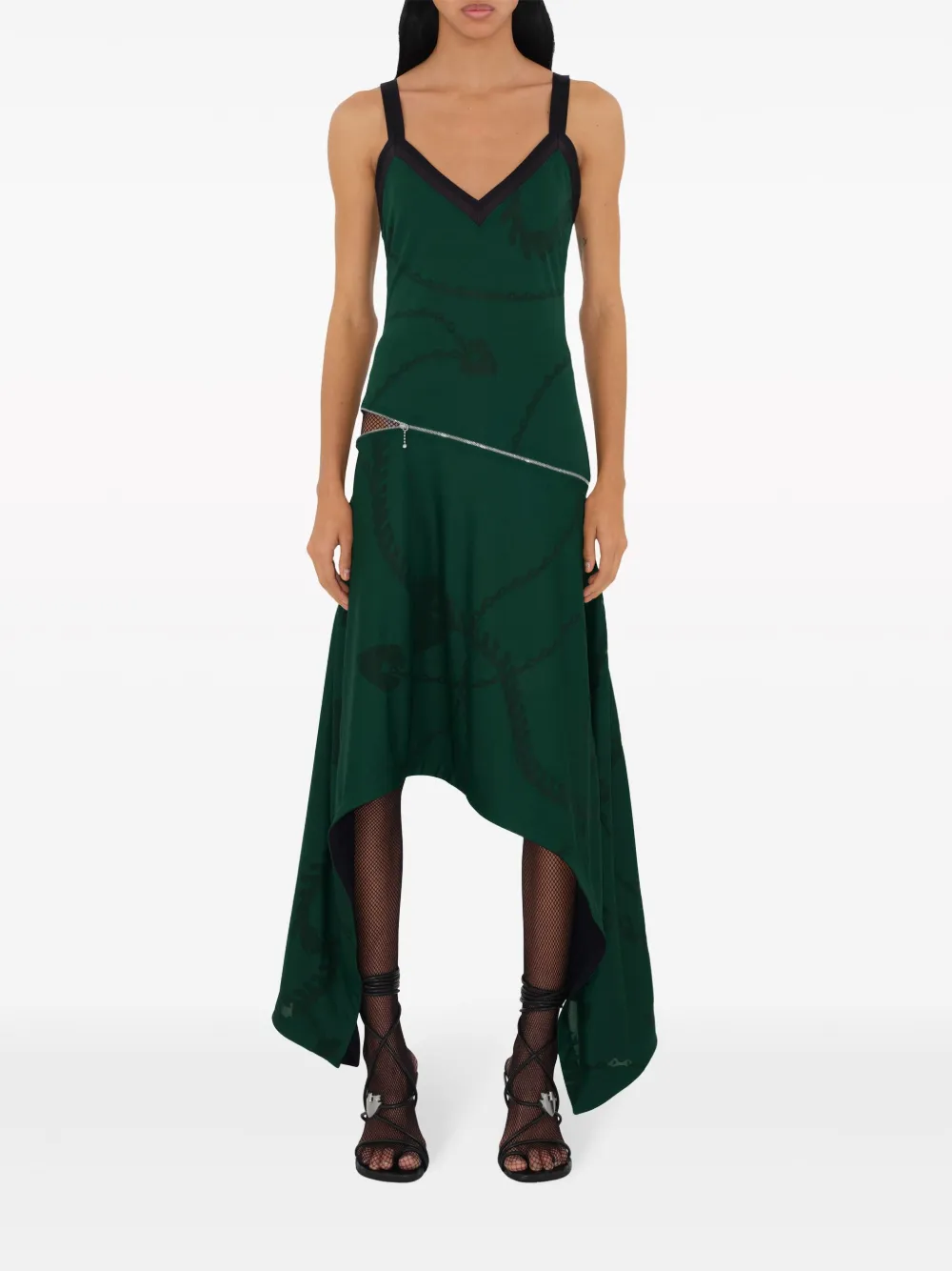 Burberry Jacquard Asymmetrical Maxi Dress In 绿色