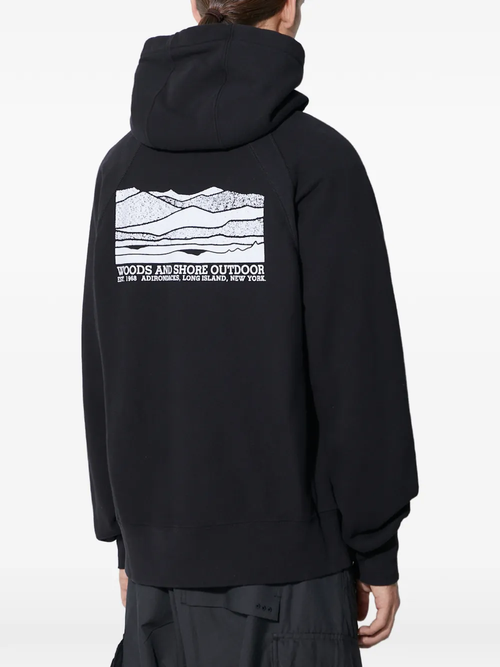 Engineered Garments Hoodie met print Zwart