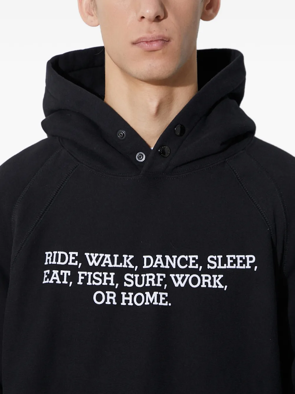 Engineered Garments Hoodie met print Zwart