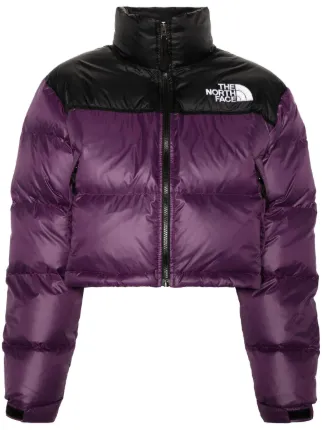 The North Face Nuptse colour block Puffer Jacket Purple FARFETCH