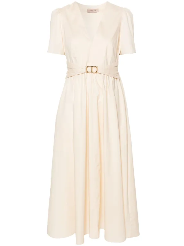 Belted poplin dress discount