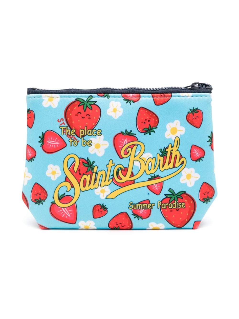 Shop Mc2 Saint Barth Aline Strawberry-print Pouch In Blue