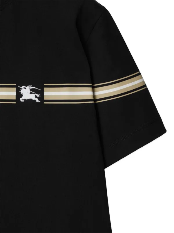 Burberry striped-detail Cotton T-shirt | Black | FARFETCH JO