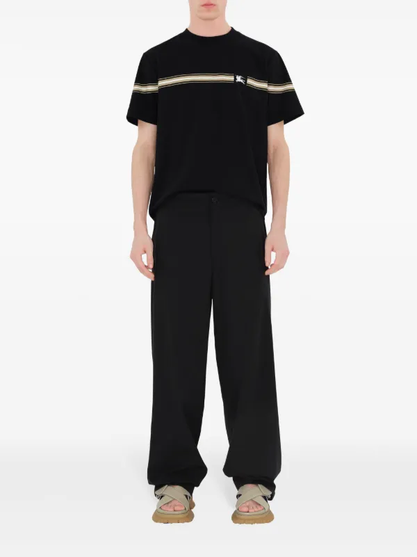 Tシャツ・カットソー Burberry FW25 Black stretch poplin shirt (8057473 A1189) Burberry striped-detail Cotton T-shirt | Black | FARFETCH